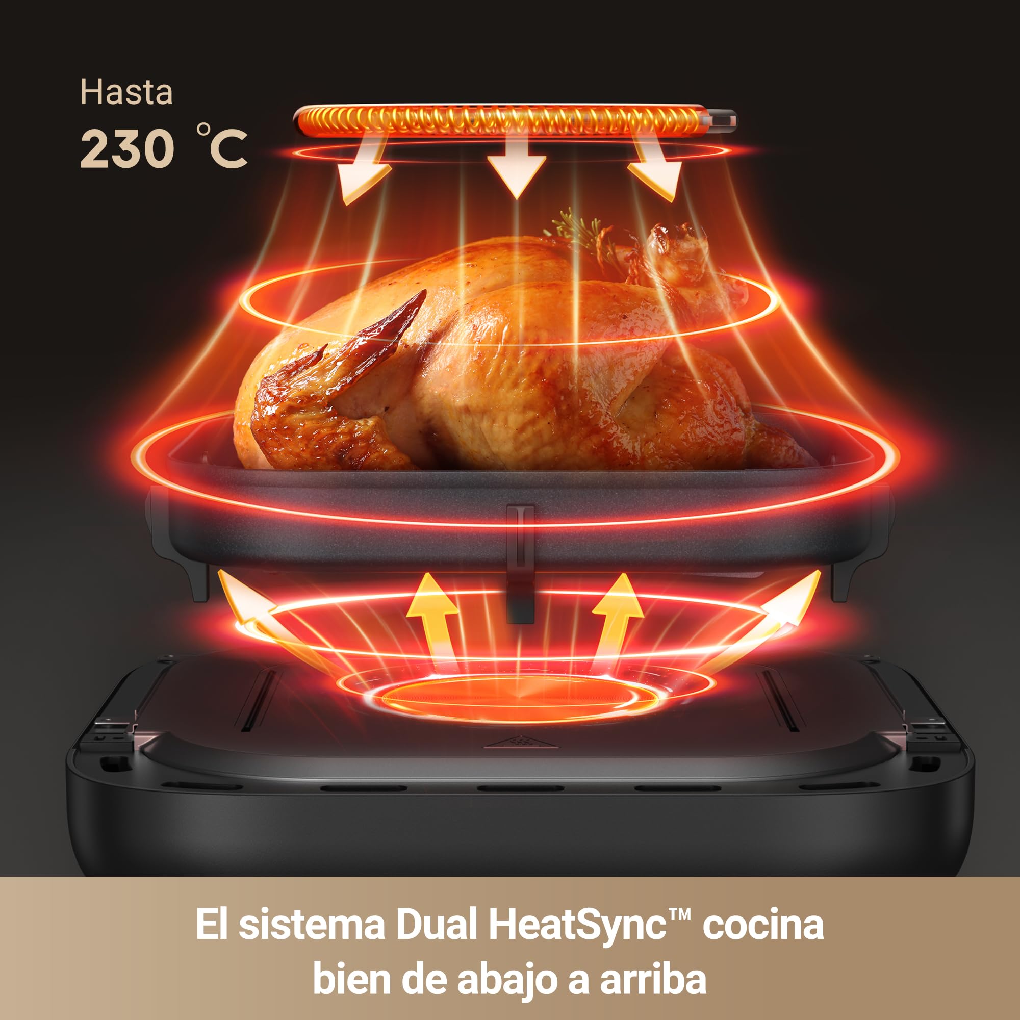 Mova Aerochef FD10 Pro Freidora de Aire, 6L Freidora sin Aceite con 11 Modos Preestablecidos, Circulación de Aire Térmica, Interior de Metal, Sistema de Calentamiento Doble, 50-230 grados C