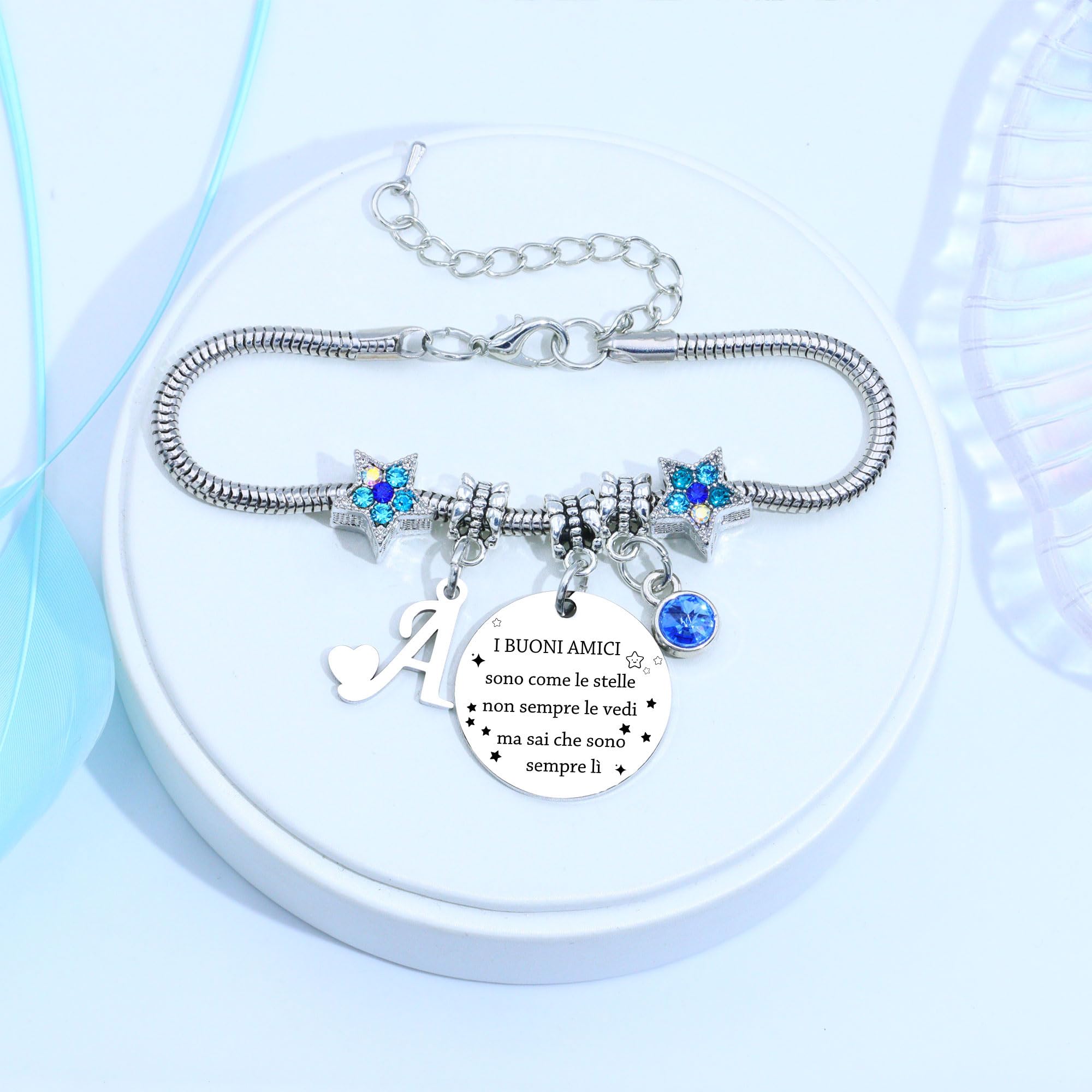 COEROW Braccialetti Delle Donne Con Lettere Iniziali-Regalo Personalizzato Per Buoni Amici,Amicizia Stella Bracciale e Ragazze Braccialetti-Nome Braccialetti Dare Sorella Collega Figlia Gioielli