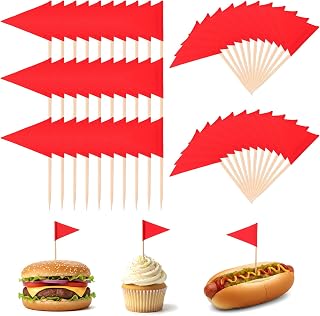 100 Pcs Red Solid Toothpick Flags, Golf Flag Toothpicks, Small Mini Plain Red Blank Triangle Stick Cupcake Toppers Blank Flag Fruit Cheese Markers for DIY Decorations Custom Labeling