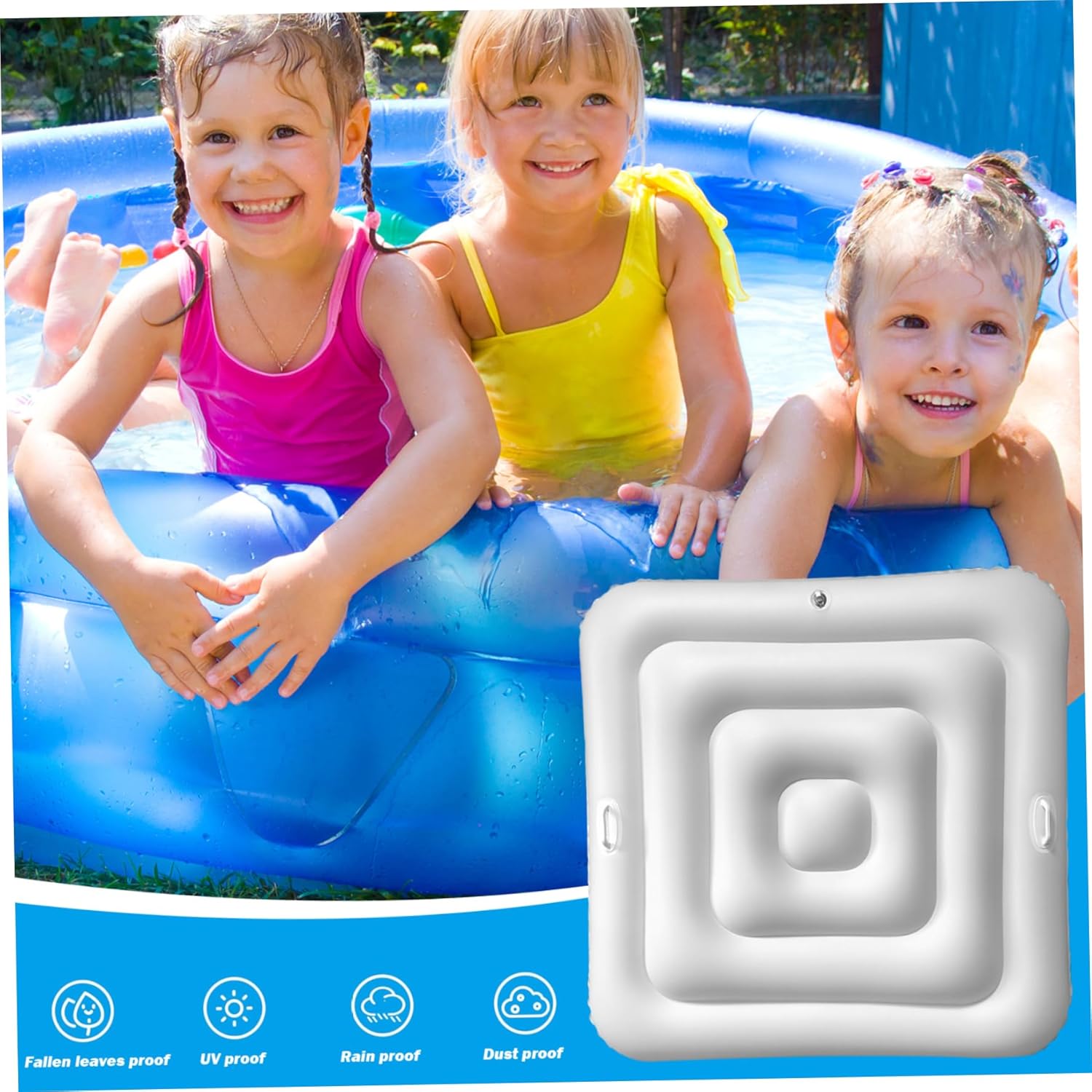 Inflatable Hot Tub Cover 55in PVC Square Hot Tub Cover with Handle and Quick & Easy Valve Leaf-Proof Rainproof Insulated Spa Covers for Protection Square Inflatable