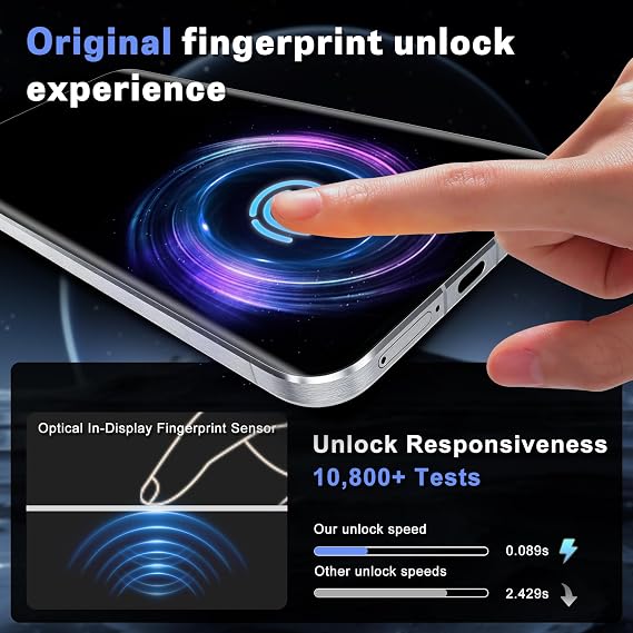 2+2 Pack for HONOR Magic 7 Pro Screen Protector Fingerprint Unlock Glass