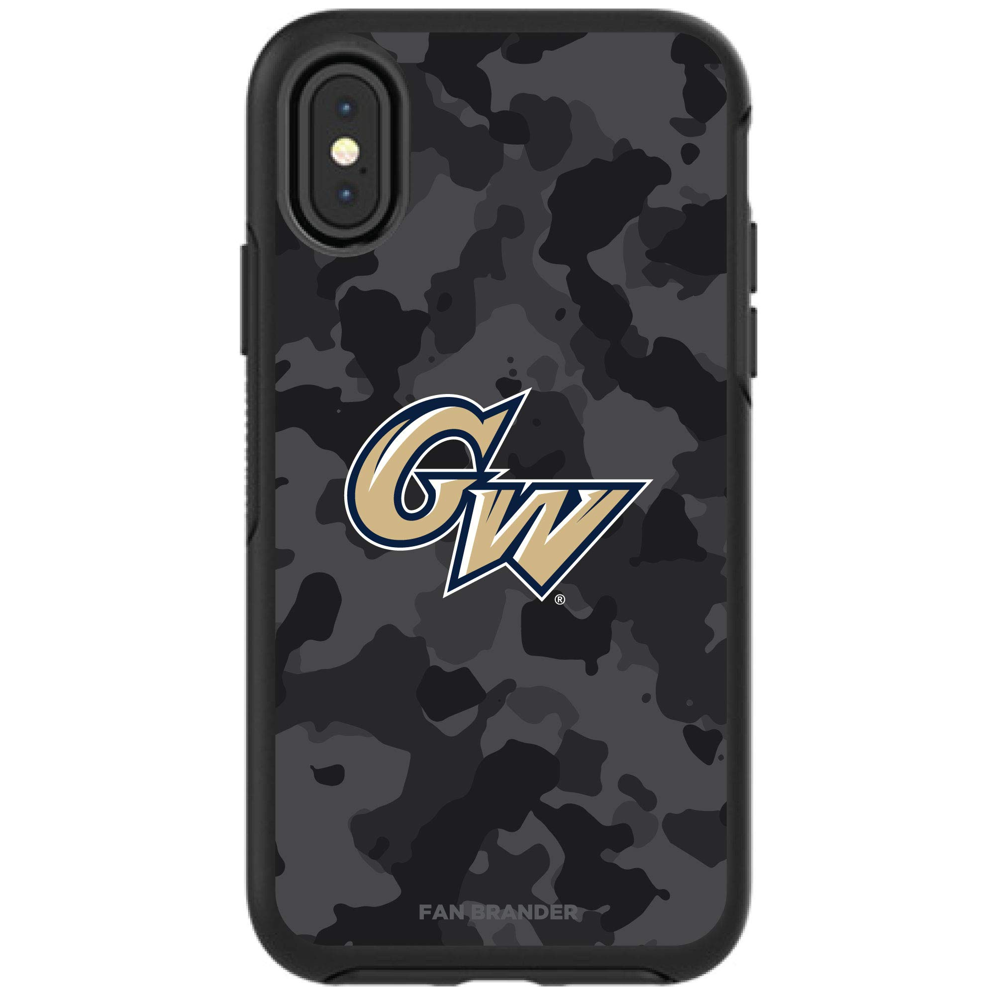 Fan Brander NCAA OtterBox Symmetry Series Phone case Compatible with Apple iPhone X and iPhone Xs with Urban Camo Design (George Washington Colonials)