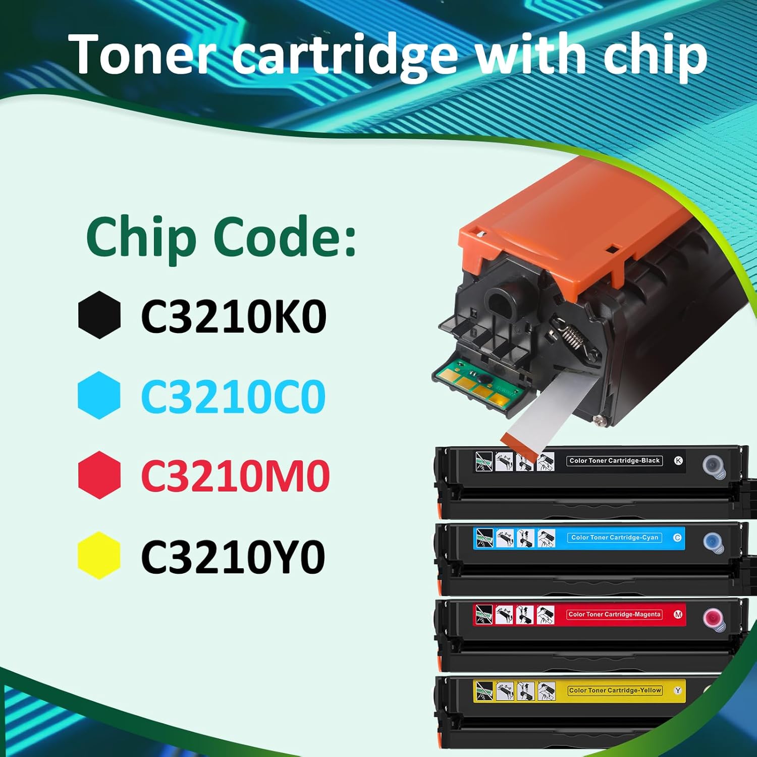 for Lexmark MC3224 Toner Cartridge (with Chip),1.5K Pages High Cartridge C3210K0 C3210C0 C3210M0 C3210Y0 Compatible C3224 MC3224 C3326 MC3326 C3426 Printers,Replaceable C320010 Ink Cartridge (4 Pack)
