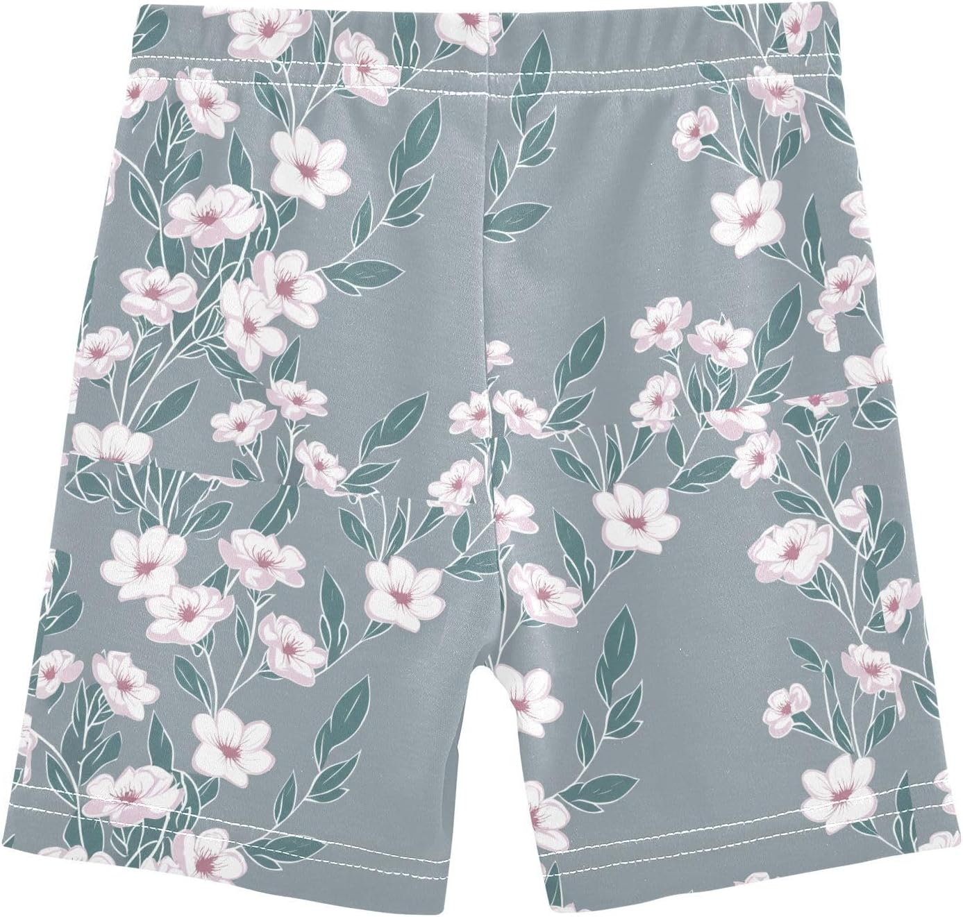 Leaf Gray Flower Girls Bike Shorts Toddler Soft Cotton Cartwheel Under Dress Dance Shorts