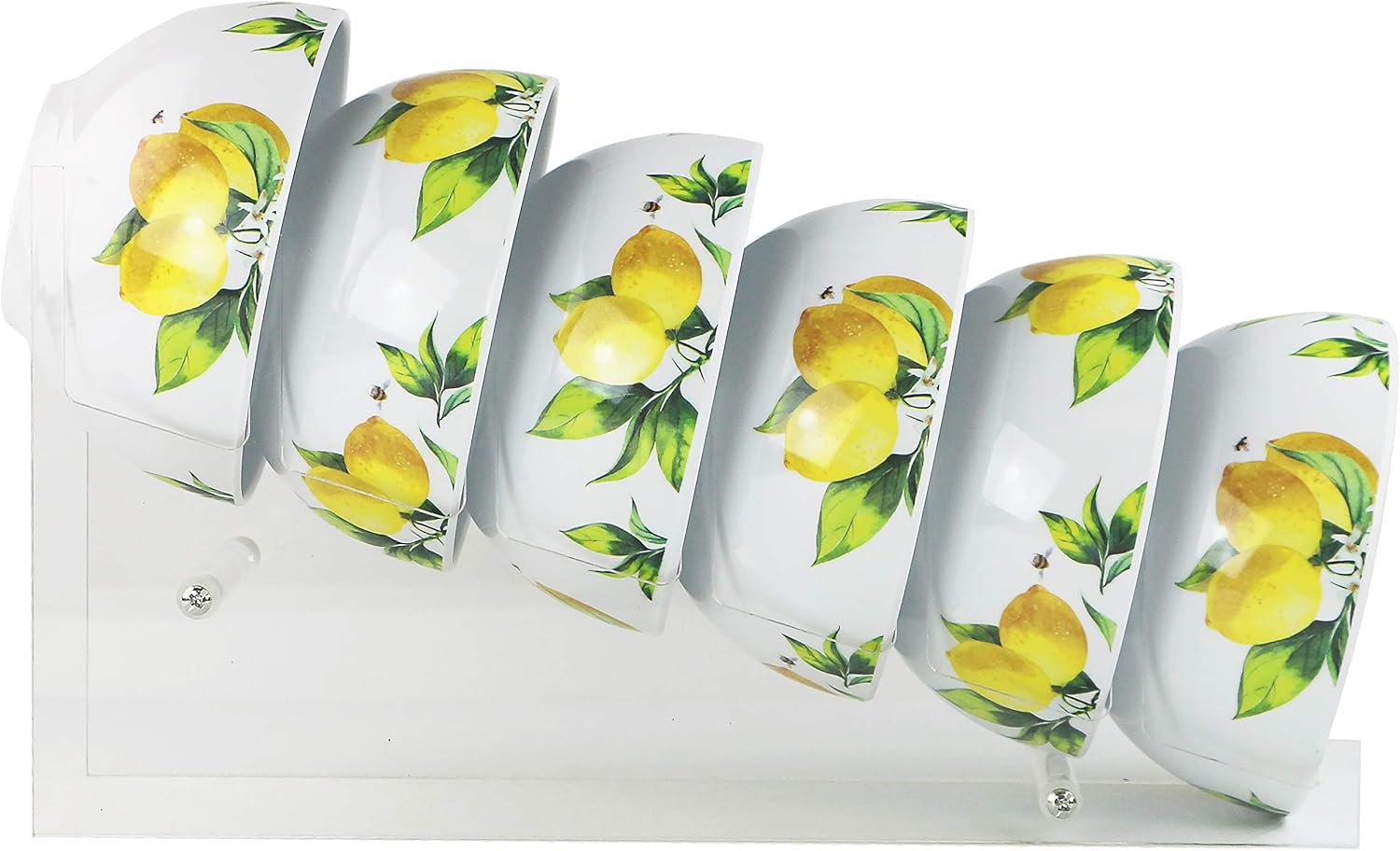 Fresh Lemons by Reston Lloyd, 6pc Melamine Cereal/Soup Bowl Set, white, lemon, green, 2 cups