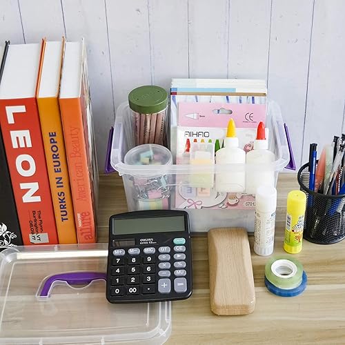 Miniatura 6 de Caja de almacenamiento de plástico de 6 cuartos de galón con tapas y asas, 6 paquetes