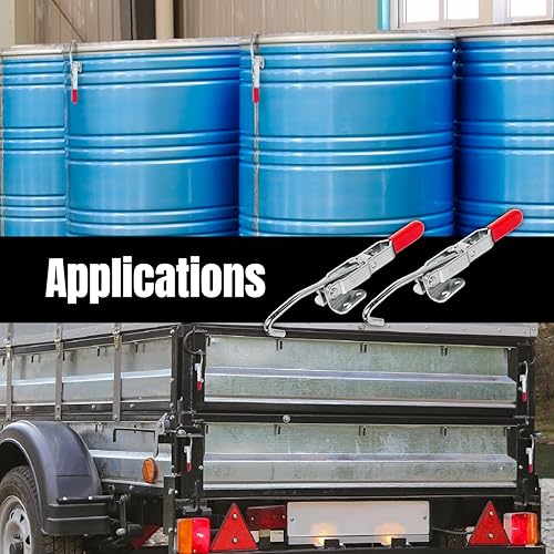 Miniatura 4 de POWERTEC 2 abrazaderas de palanca con gancho en J, capacidad de sujeción de 375 libras, pestillo de acción de tracción ajustable 451 para ahumador,