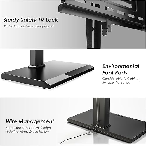 Miniatura 28 de FITUEYES - Soporte giratorio de suelo para TV, base de hierro, con ménsulas de montaje, para ahorro de espacio; para televisores LCD, LED, OLED,