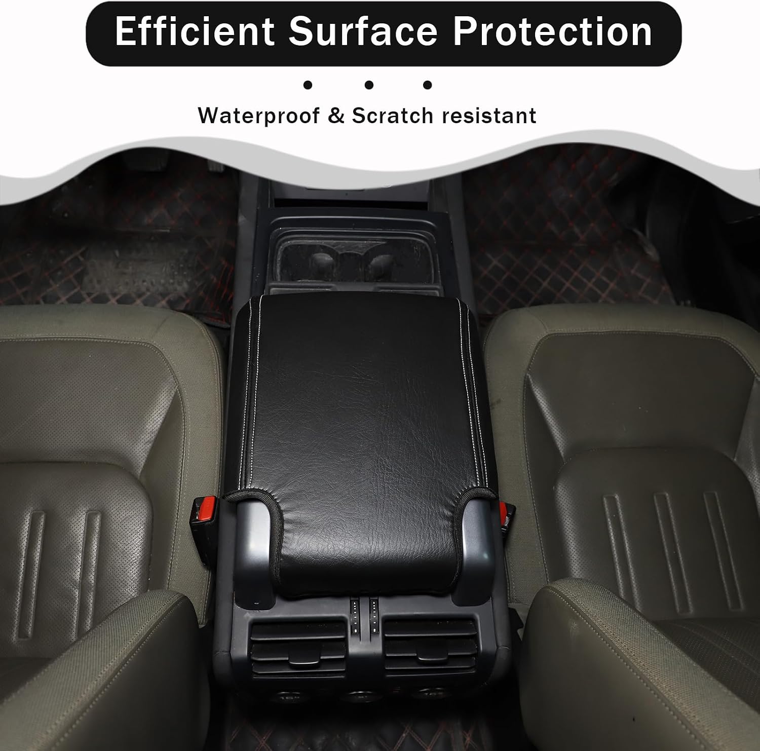 Center Console Armrest Cover Compatible with Land Rover Defender 90/110/130 2020-2023 Accessories, Comfortable Leather Armrest Box Pad Cushion Protector (B Style)