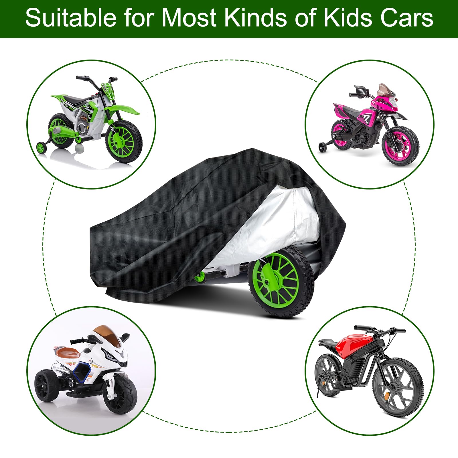 Copertura per moto da bambini, in tessuto Oxford impermeabile, protezione universale per moto elettrica per bambini, resistente all’acqua (104 x 63,5 x 84 cm)
