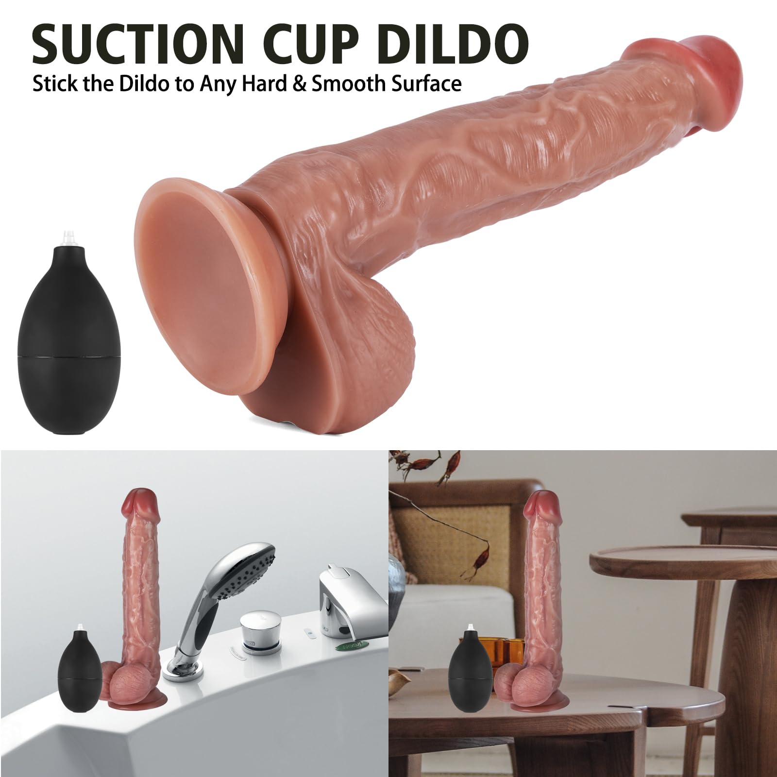 Consolador Hombre Realista Para las Mujeress, Squirting Agua Simulación de Eyaculación con Spray Pene Real Suave para Pene con Ventosa, Juguete Sexual Para Mujeres, Hombres y Parejas 26 cm