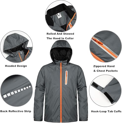 Miniatura 2 de Ourcan Trajes de lluvia para hombre y mujer, impermeables, ligeros, abrigos de lluvia transpirables, pantalones para golf, pesca, senderismo