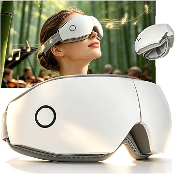 4 in 1 Eye Massager with Heat &Massage &Vibrating& Bluetooth Music for Him Her - 6 Mode Rechargeable Eye Mask for Migraine Relief & Sleep Improvement, Relief Relaxing Gift for Mom/Dad Birthday