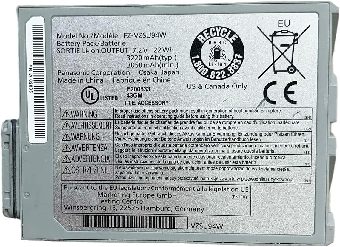 P-anasonic fz-vzsu94w 22Wh 互換用の バッテリー 適用される For Toughpad FZ-M1 FZ-