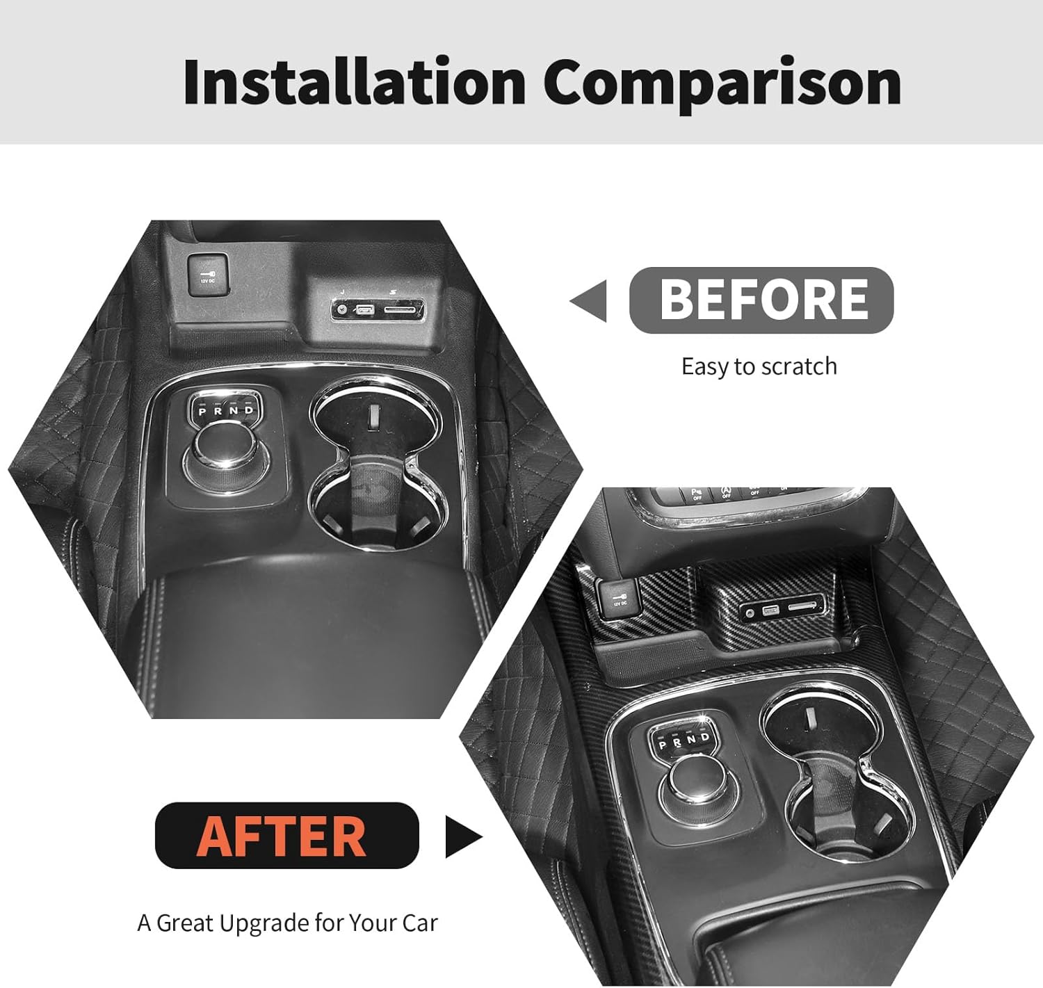 rt-tcz carbon fiber center console gear shift panel trim cover frame interior decoration accessories compatible with dodge durango 2014-2020