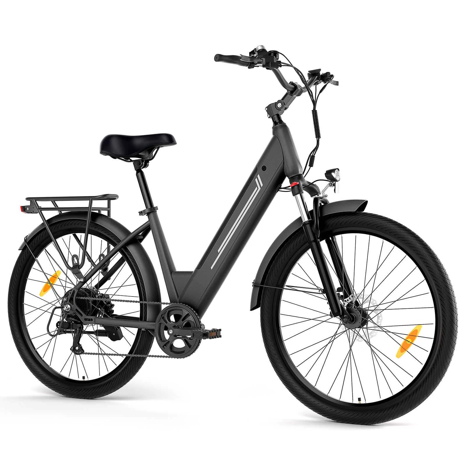 Touroll J1 Pro 27,5" E Bike, Elektrofahrrad Trekkingrad E-Bike Herren Damen mit Hydraulischen Scheibenbremsen, 561.6Wh Akku,100km Reichweite, 250W, 7 Gänge, Pedelec E-Citybike für Erwachsene