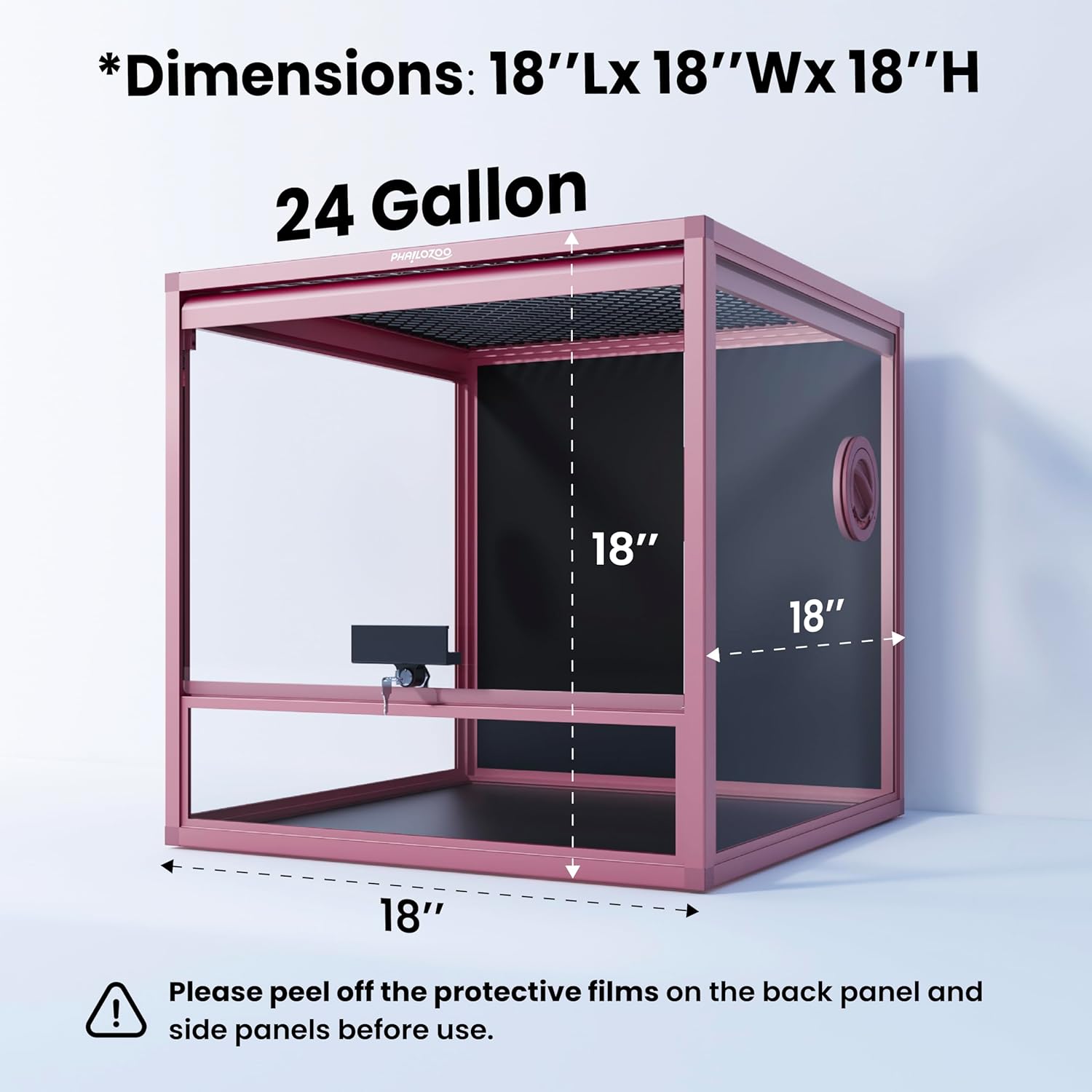 MagicCube 18'' x 18'' x 18'' Reptile Tank, Lockable 24 Gallon Crested Gecko Tank with Flip-Up Door, Colorful Aluminum Frame for Easy Assembly & Decorative Mesh Top for Optimal Ventilation