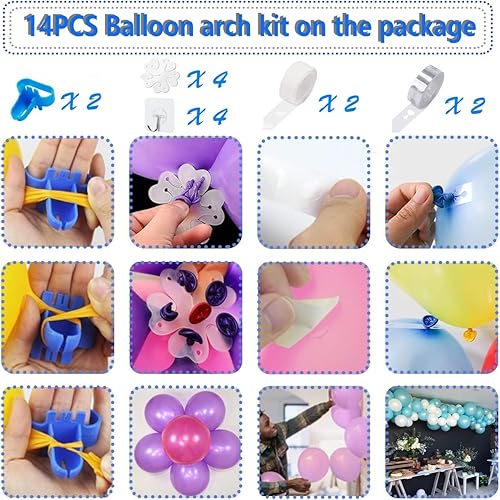 Miniatura 30 de Electric Balloon Pump, Portable 2 Modes Balloon Blower Machine with 14 Balloon Arch Kits, Air Pump for Balloon, Balloon Inflator for Party