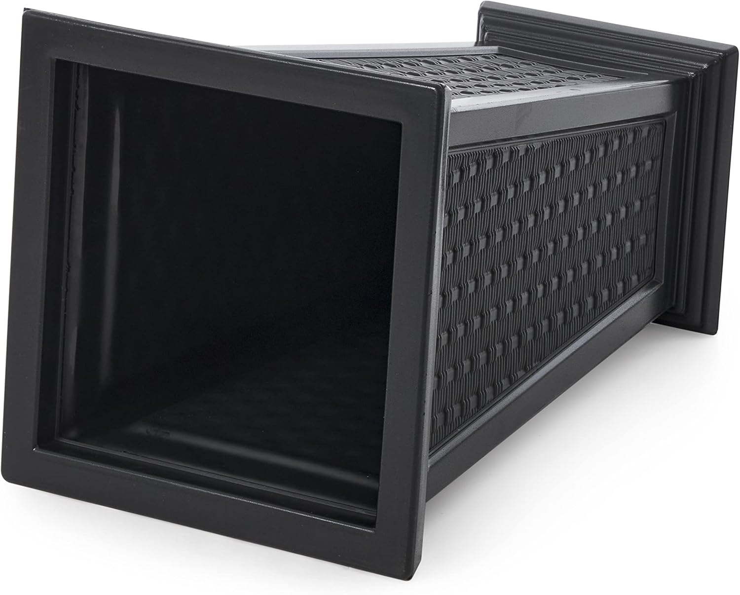 FCMP Outdoor Wicker-Pattern Self-Watering Planter (2-Pack) – Set of 2 Large Planters for Porch, Patio, Outdoor/Indoor (MOD-WP3000-BLK-2) Black (24-inch Tall)