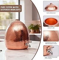 Vista 4 de 2.5 Gallon Hand-Hammered100% Pure Copper Water Dispenser - AyurvedicUncoated Artisan Crafted, Mirror Polished for Home & Office Use