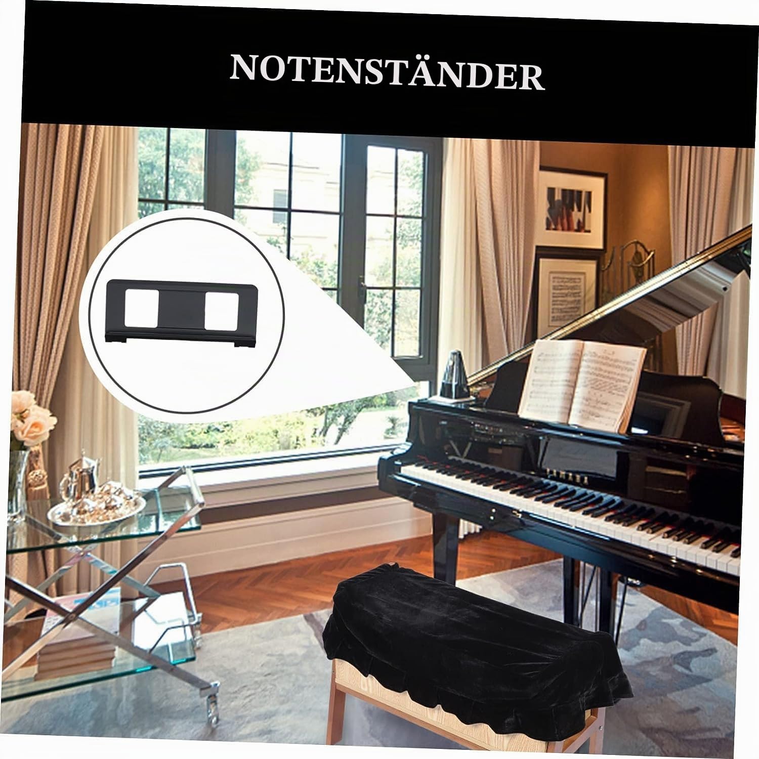Notenständer für Noten, Yamaha Notenständer passend für mehrere Keyboard-Modelle, stabil und langlebig, Keyboard Notenständer mit 3 Notenbuch-Clip, GORBADO-MS-SO-34-FBA