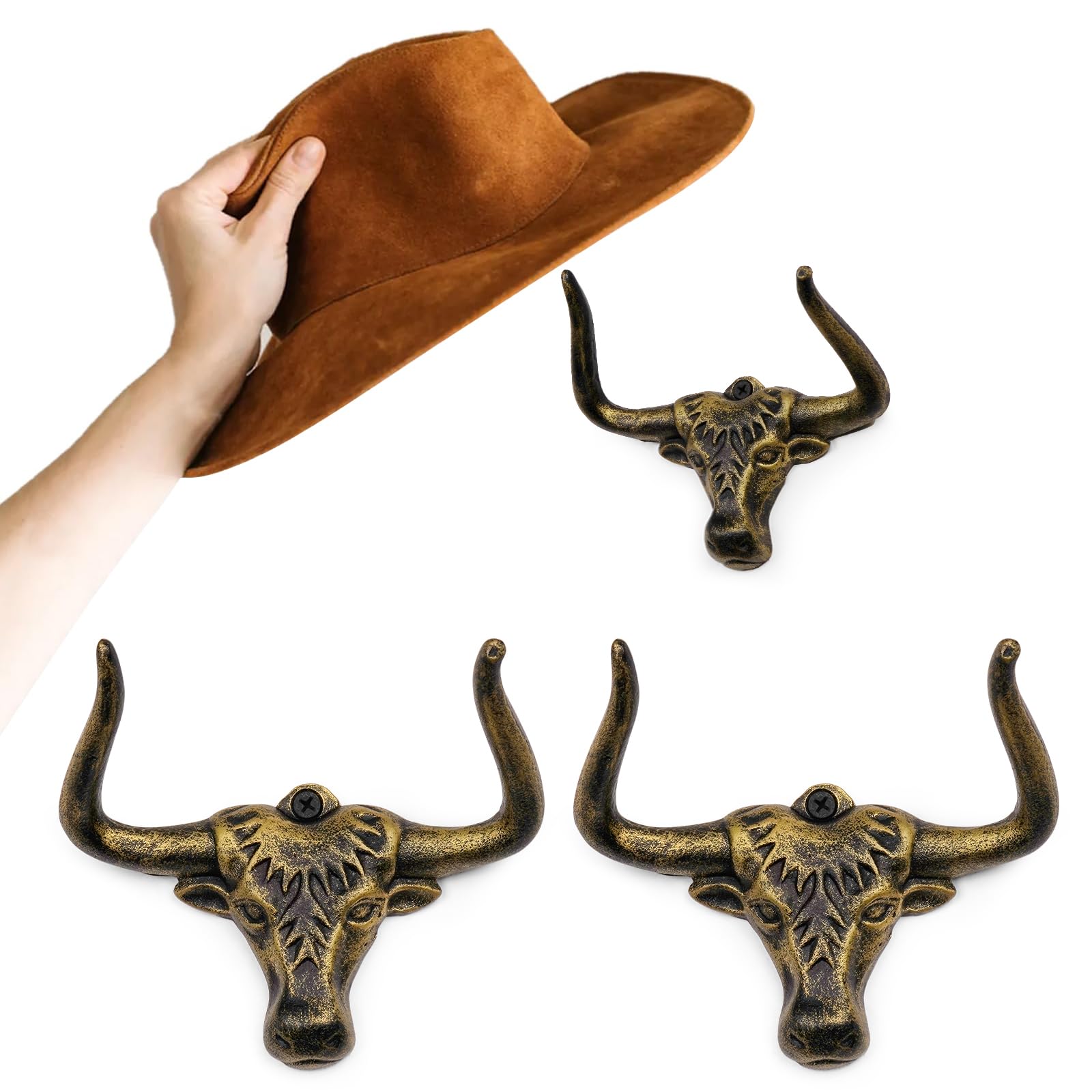 Cowboy Hat Rack for Wall 2 Pack Modern Cast Iron Cowboy Hat Holder Cowgirl Hat Hanger Western Decor