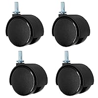 Vista 8 de Juego de 4 ruedas de plástico, ruedas giratorias M6 de grano recto de 1 pulgada, ruedas giratorias de nailon negro de repuesto para muebles, silla