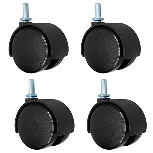 Miniatura 8 de Juego de 4 ruedas de plástico, ruedas giratorias M6 de grano recto de 1 pulgada, ruedas giratorias de nailon negro de repuesto para muebles, silla