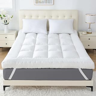 SHOUREN 4 Inch Memory Foam Mattress Topper Queen for Back Pain, Extra Soft Pillow Top Mattress Topper, 2000GSM Fluffy Shredded Memory Foam Filled & Thicked Down Alternative-Lined 80x60x4in - Amazon product rated Grade B