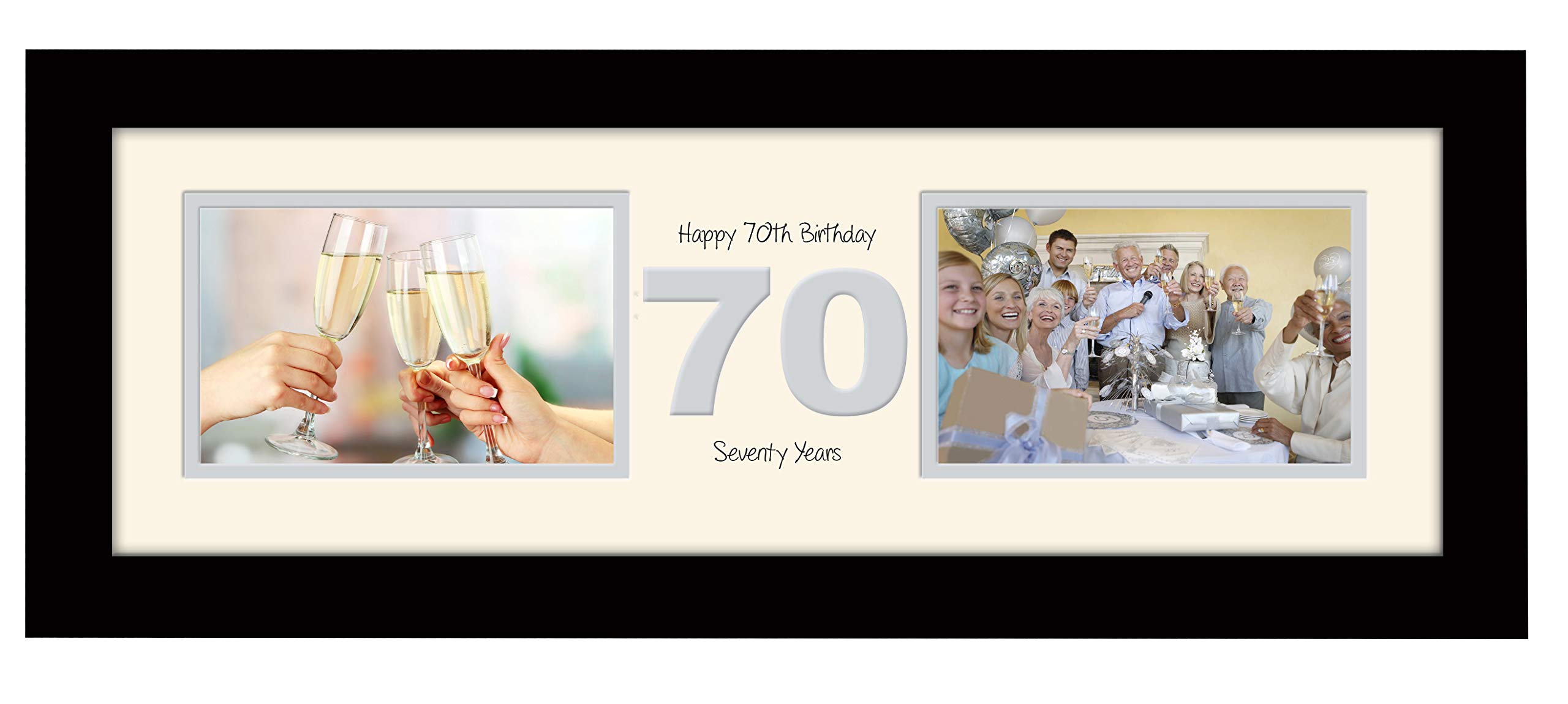 Photos In A Word Black Finish Frame Cream Mount Grey Inside 70Th Birthday Photo Frame Seventieth Gift Takes Two 6”X4” Landscape Photos 1228A (Black Finish Frame Cream Mount Grey Inside)