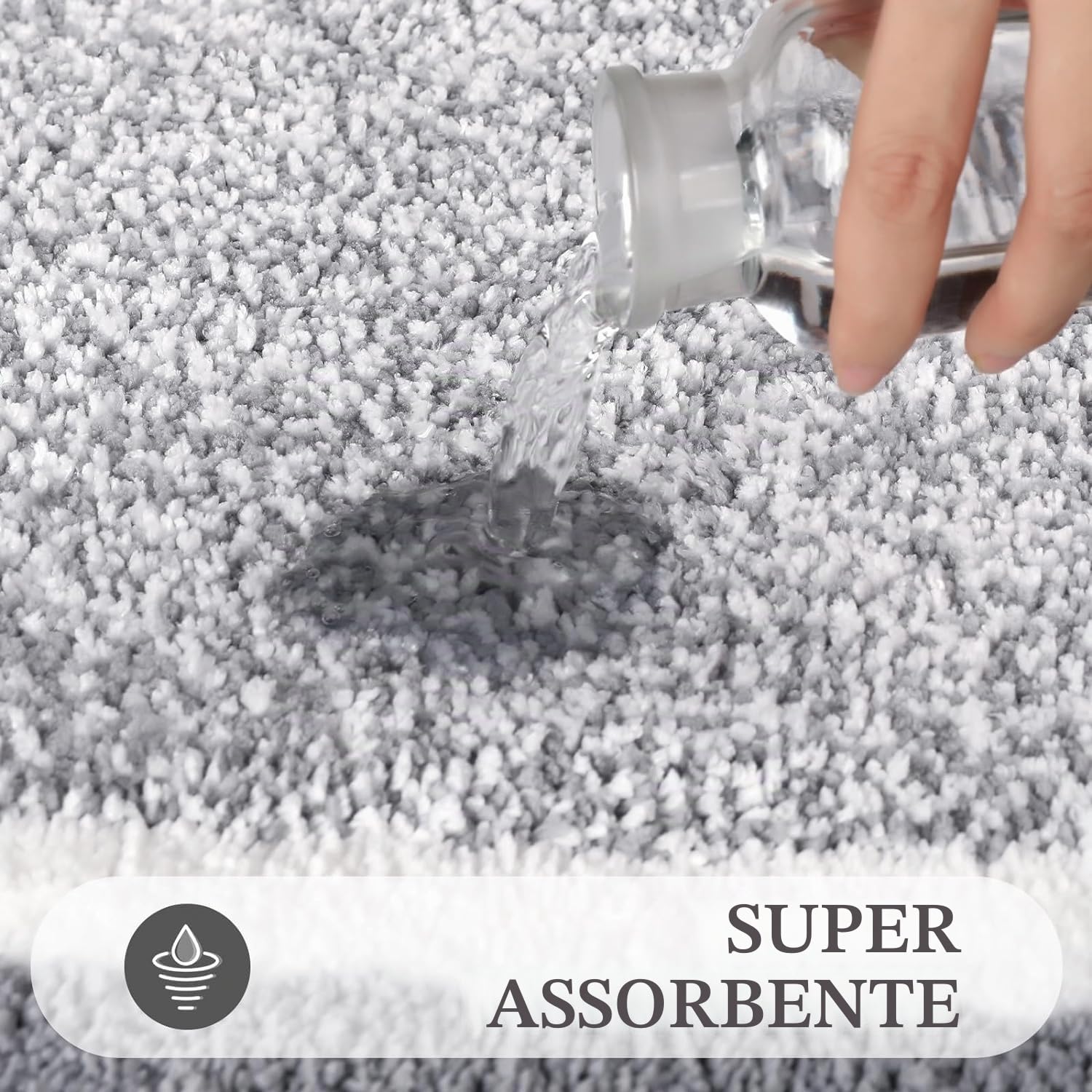 Pauwer Tappeto Bagno 3 pezzi, Morbido Tappeto Doccia Super Assorbente, Tappetino Bagno Antiscivolo, Lavabile in Lavatrice, Peloso Tappetino Doccia in Microfibra, a Forma di U, Tappetini Bagno per Wc