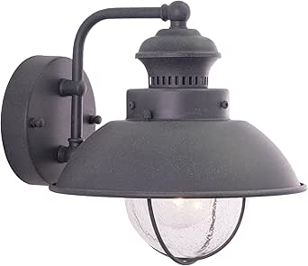 VAXCEL Harwich 10.25 in. H 1-Light Textured Gray Coastal Outdoor Wall Sconce Made of Durable Steel, Clear Seeded Glass Shade, LED Compatible, Use for Exterior Porch Patio Front Door or Garage