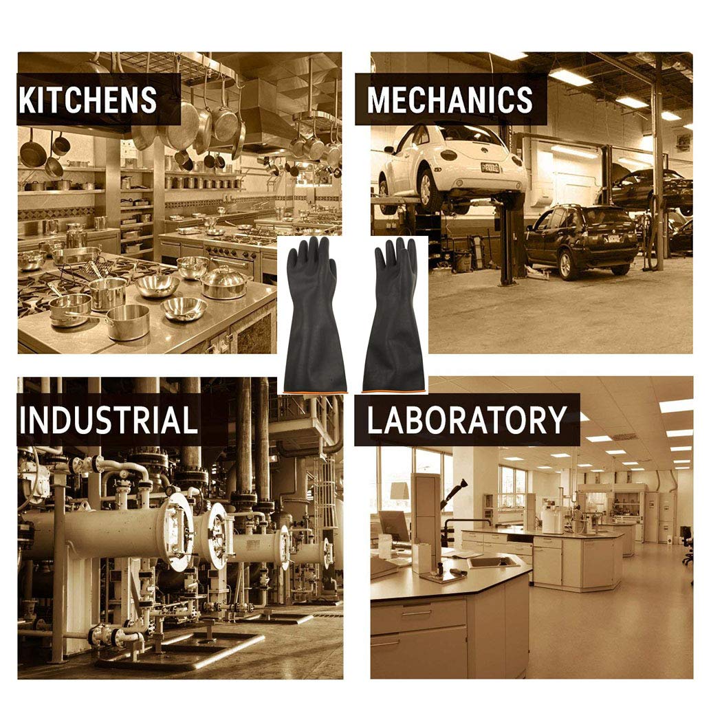 Jewboer Latex Chemical Resistant Gloves,Heavy Duty Industrial Rubber