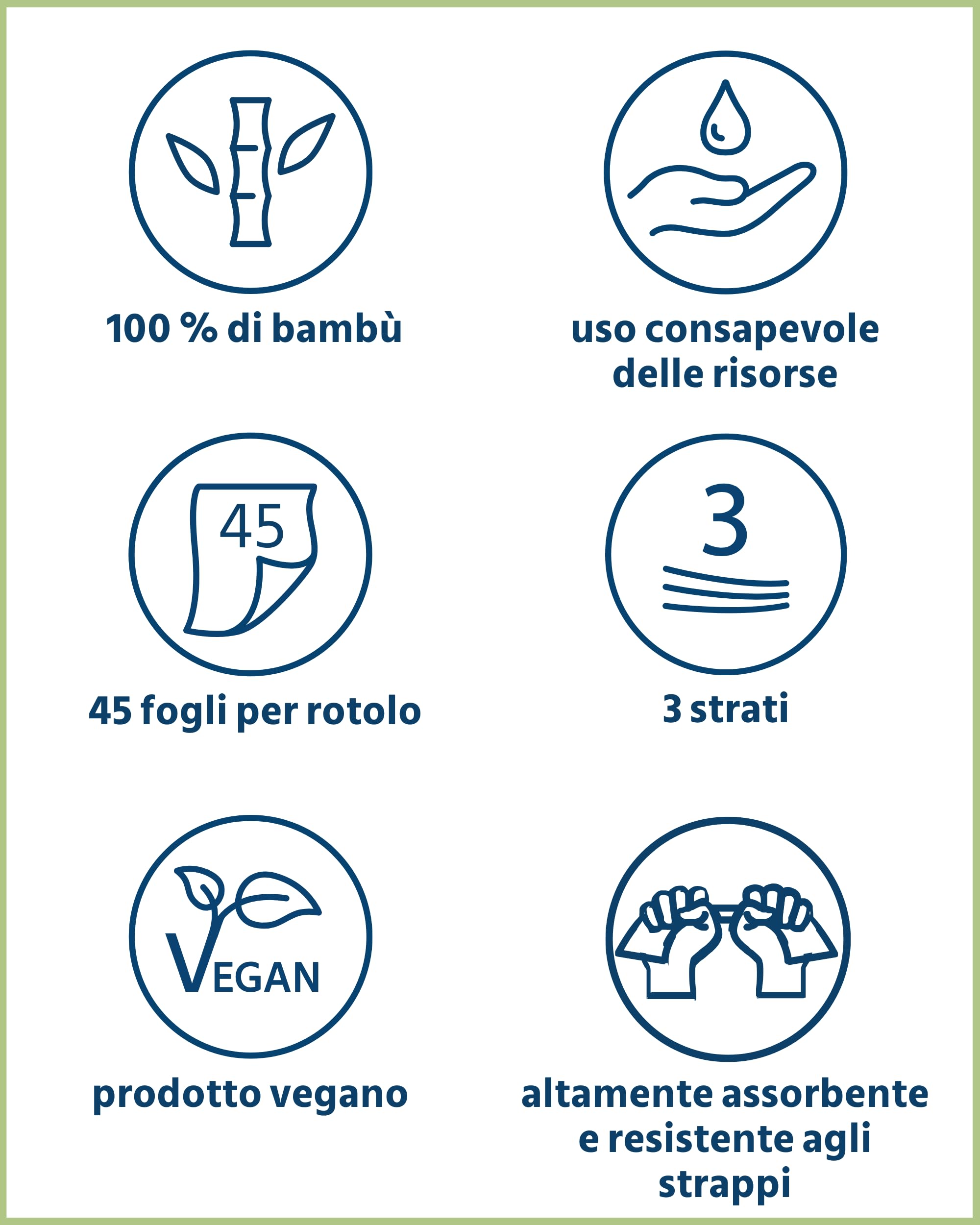 œcolife Strofinacci da cucina in bambù, 48 rotoli, 45 fogli per rotolo, 3 strati, polpa di bambù non sbiancata con proprietà antibatteriche