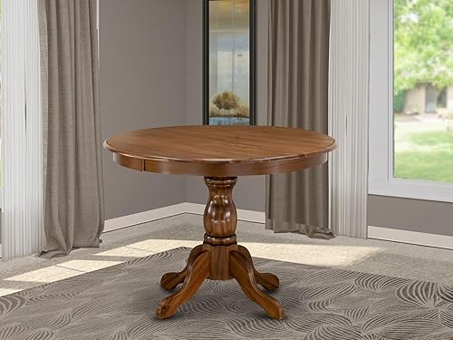 Miniatura 2 de East West Furniture HBT-LWH-TP Hartland - Mesa de comedor redonda con base de pedestal, 42 x 42 pulgadas, lino blanco