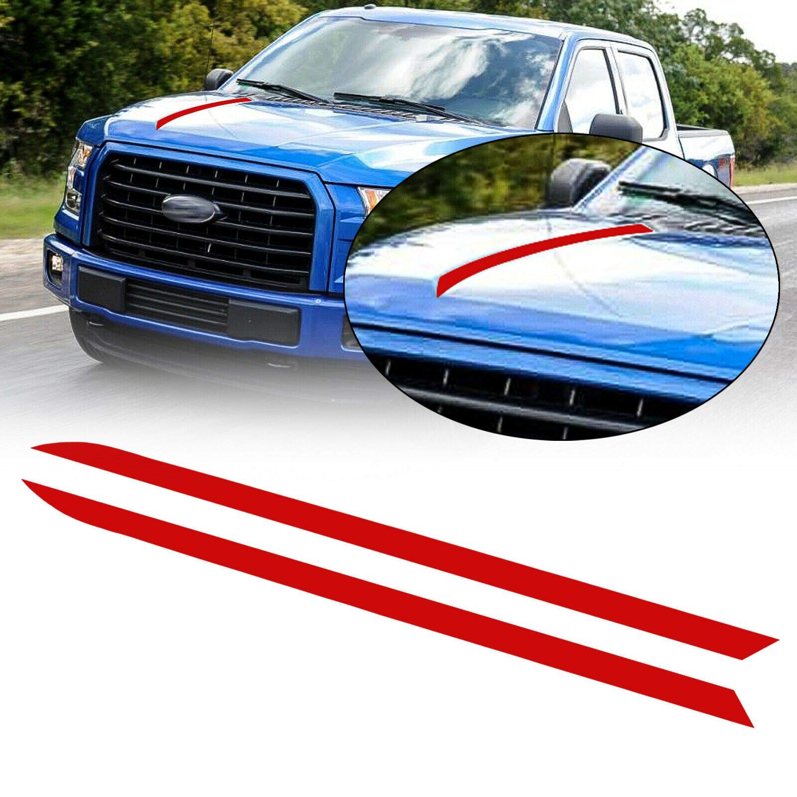 Xotic Tech Red Spears Hood Stripe Stickers Sporty Style Compatible with Ford F-150 2015-2021