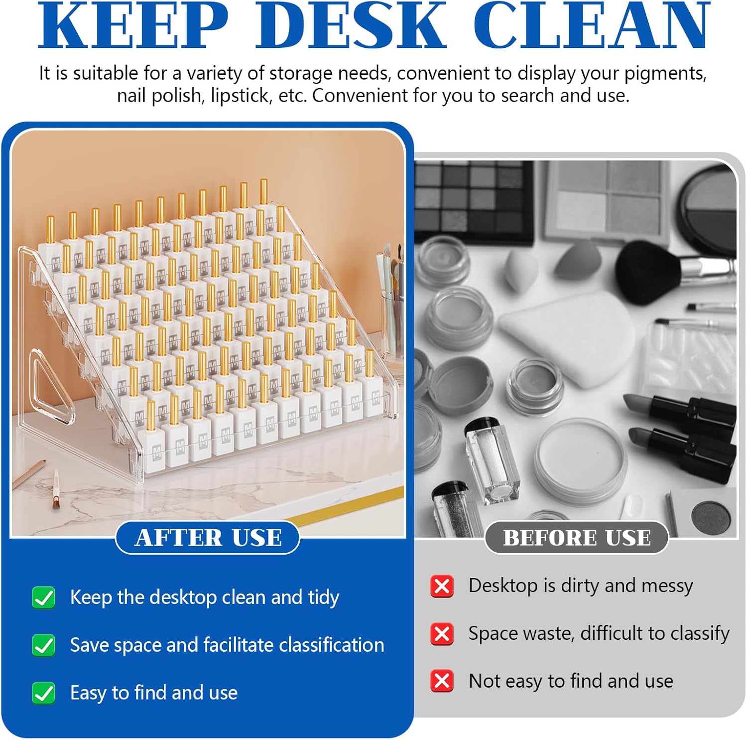 2 Pack 7 Tiers Clear Acrylic Paint Organizer, Painting Bottle Holder, Clear Nail Polish Holder