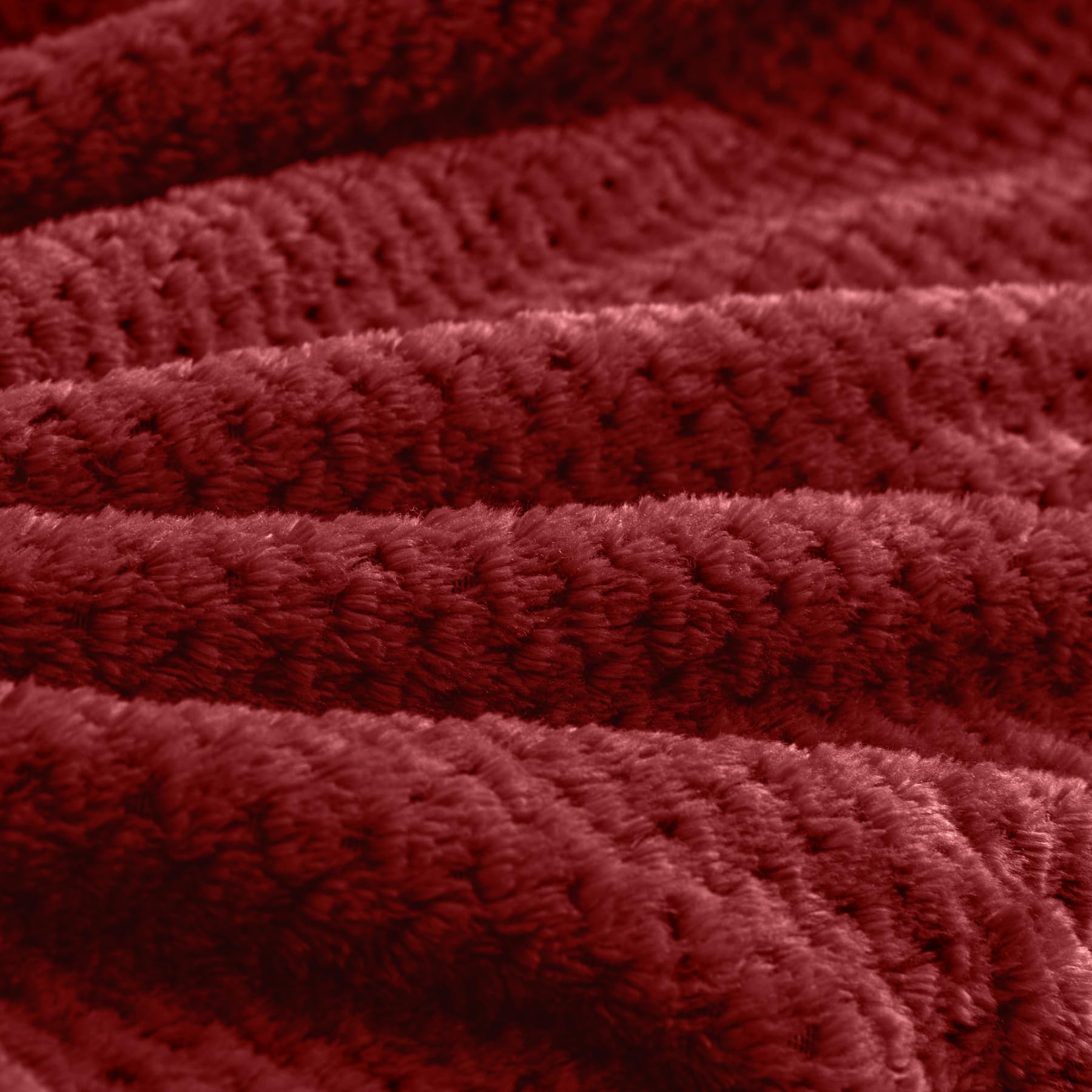 BEDELITE Travel Blanket with Bag, Jacquard Fleece Blanket 65"x40", Burgundy view 6