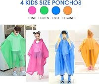 Vista 6 de Ponchos de lluvia desechables para niños y niñas, impermeable multicolor, paquete de 4