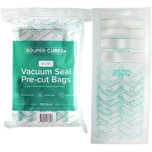 Souper Cubes 6" x 10" Pre-cut Pint Vacuum Sealer Bags for Food, 100 Count | Thick, BPA-Free Vacuum Seal Bags for Food with Write-On Labels to Keep Food Fresh Longer and Help Prevent Freezer Burn