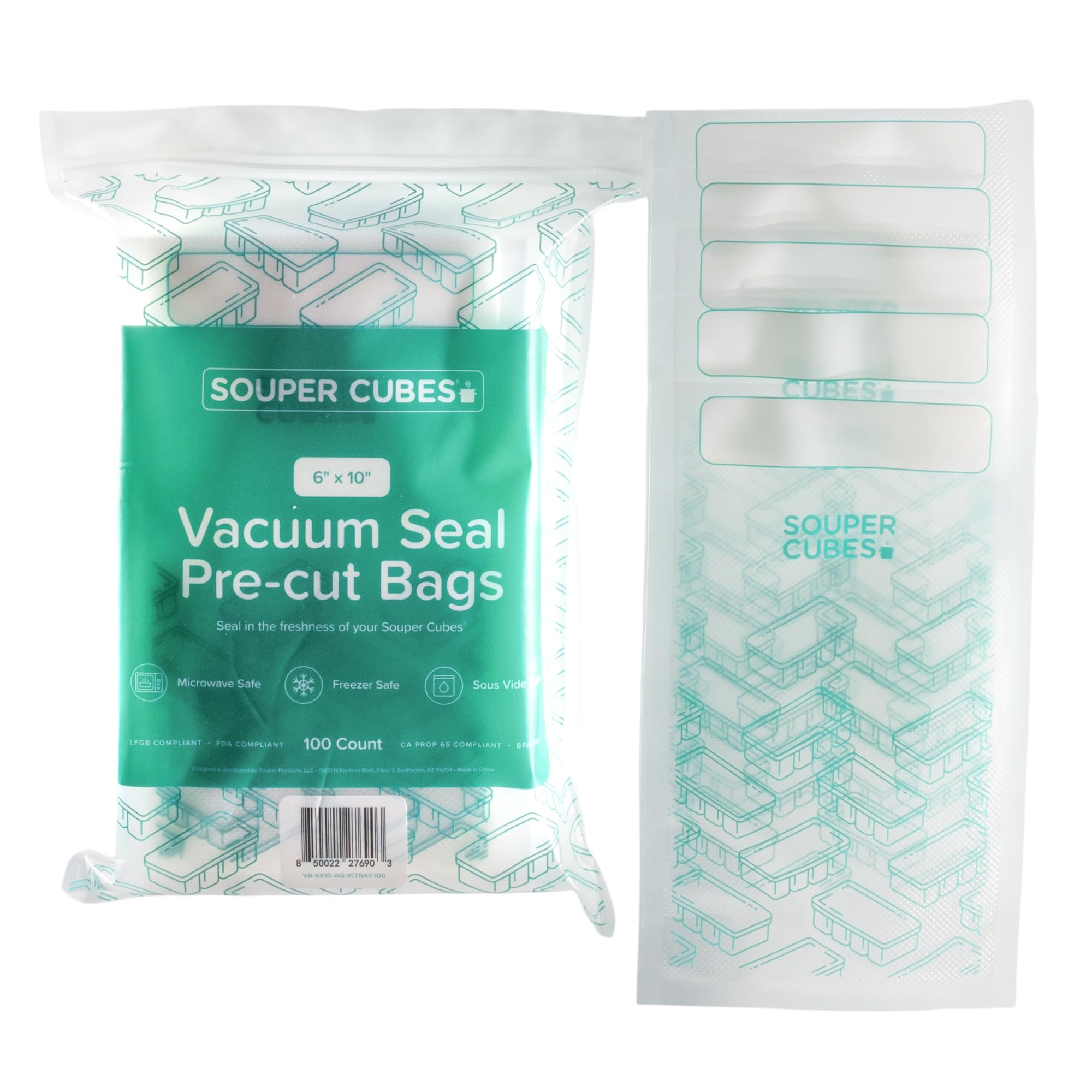 Souper Cubes Clear 6” X 10” Pint Vacuum Sealer Bags For Food, 100-Count Bpa-Free Precut Food Vacuum Sealer Bags For Meal Prep, Freezing & Sous Vide