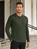 Hardaddy Men’s Ribbed Knit Sweater Casual Long – Ribbed knit polo sweater style