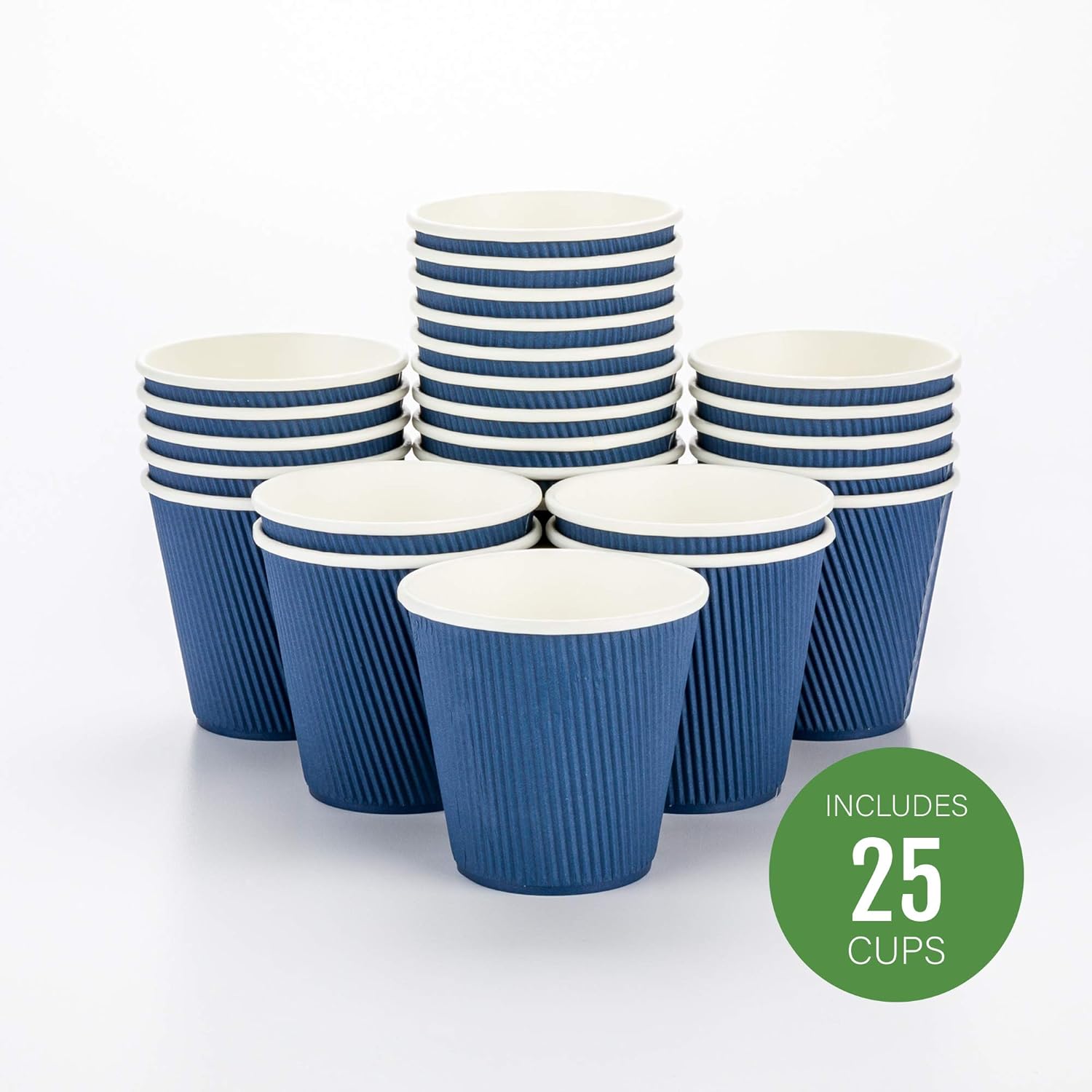 Restaurantware Ripple Wall Coffee Cups 25 Count 8 Ounce Insulated Midnight Blue Paper Cups, Rolled Rim Spill-Resistant Disposable Paper Non-Slip for Coffee, Beverages - Image 2