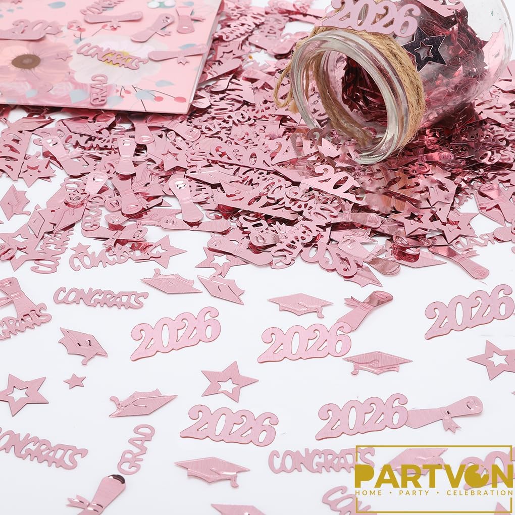 Rose Gold Graduation Party Decorations 2026 Rose Gold Graduation Confetti Table Decorations for Graduation Party Supplies Congrats Grad Party Decorations