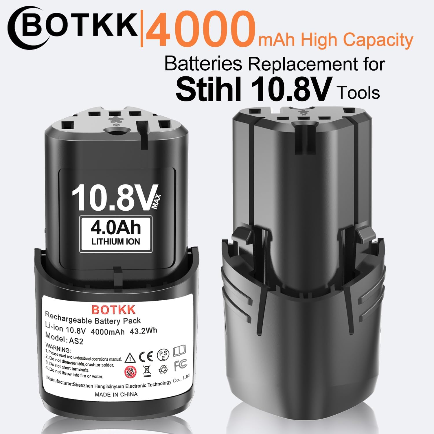 Upgraded 2-Pack 4000mAh Replacement for Stihl 10.8V Battery HSA26 AS2 GTA26 SEA20 Cordless Grass Shears, Compatible with Model 45154006500 and Stihl 10.8V Cordless Power Tools