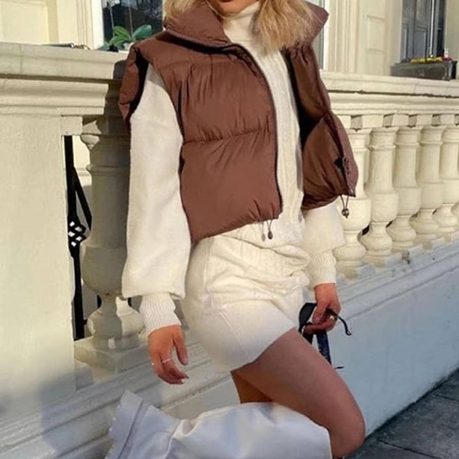 high neck puffer vest