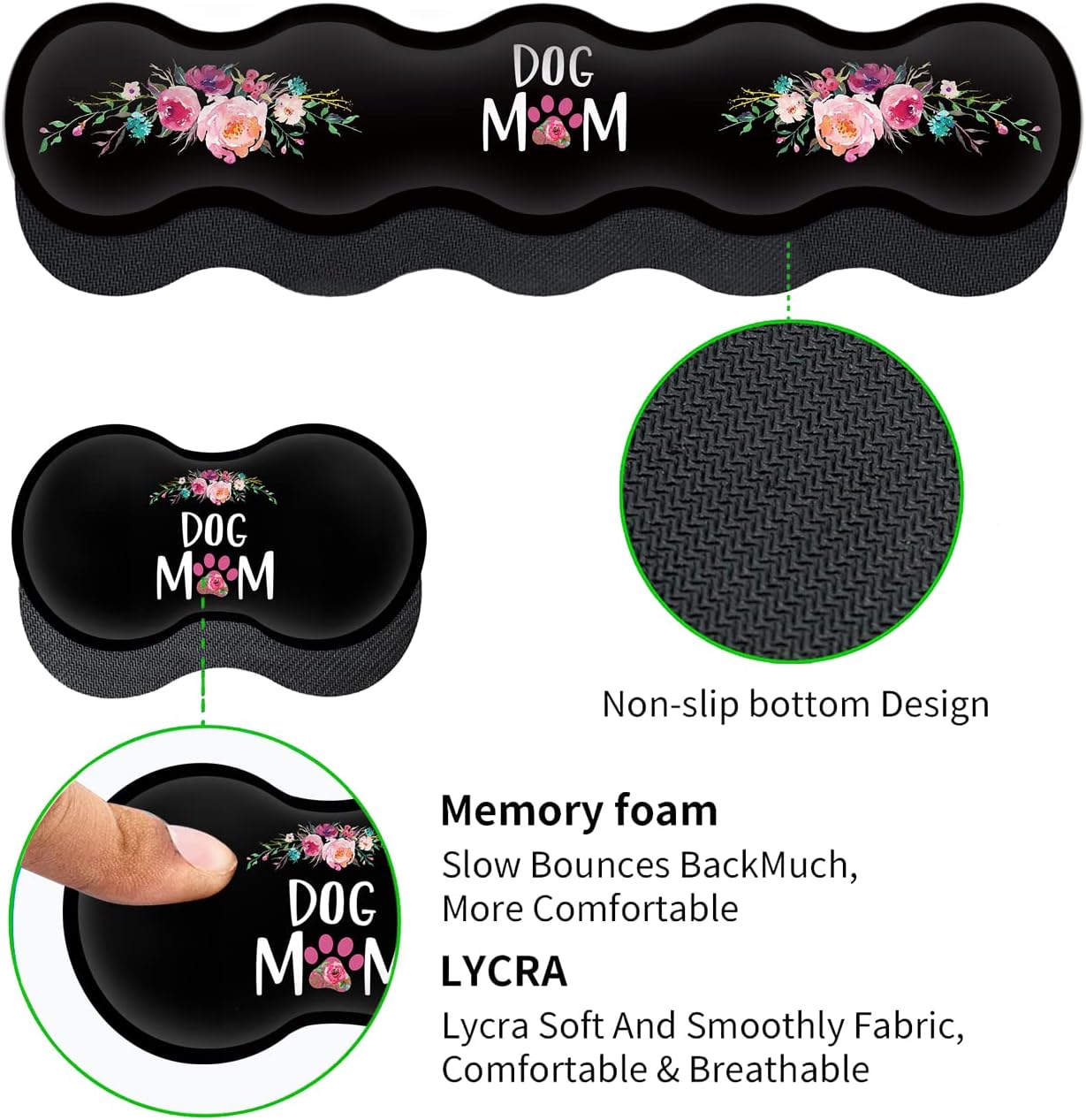 Gaming Mouse Pad, Large XXL Mouse Pad,Large Mouse Pad with Stitched Edge,Non-Slip Desk Pad Ergonomic Keyboard Wrist Rest Anime Mouse Pad Cute Dog Mom Floral Design Black Desk Mat for Computer Laptop