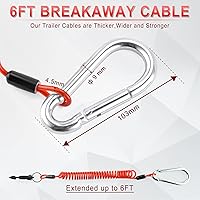Vista 3 de JUSTTOP Cable de Ruptura para Remolque de 6 Pies, Cable Enrollado de Remolque con Resorte de Acero Inoxidable Resistente, Cable de Freno