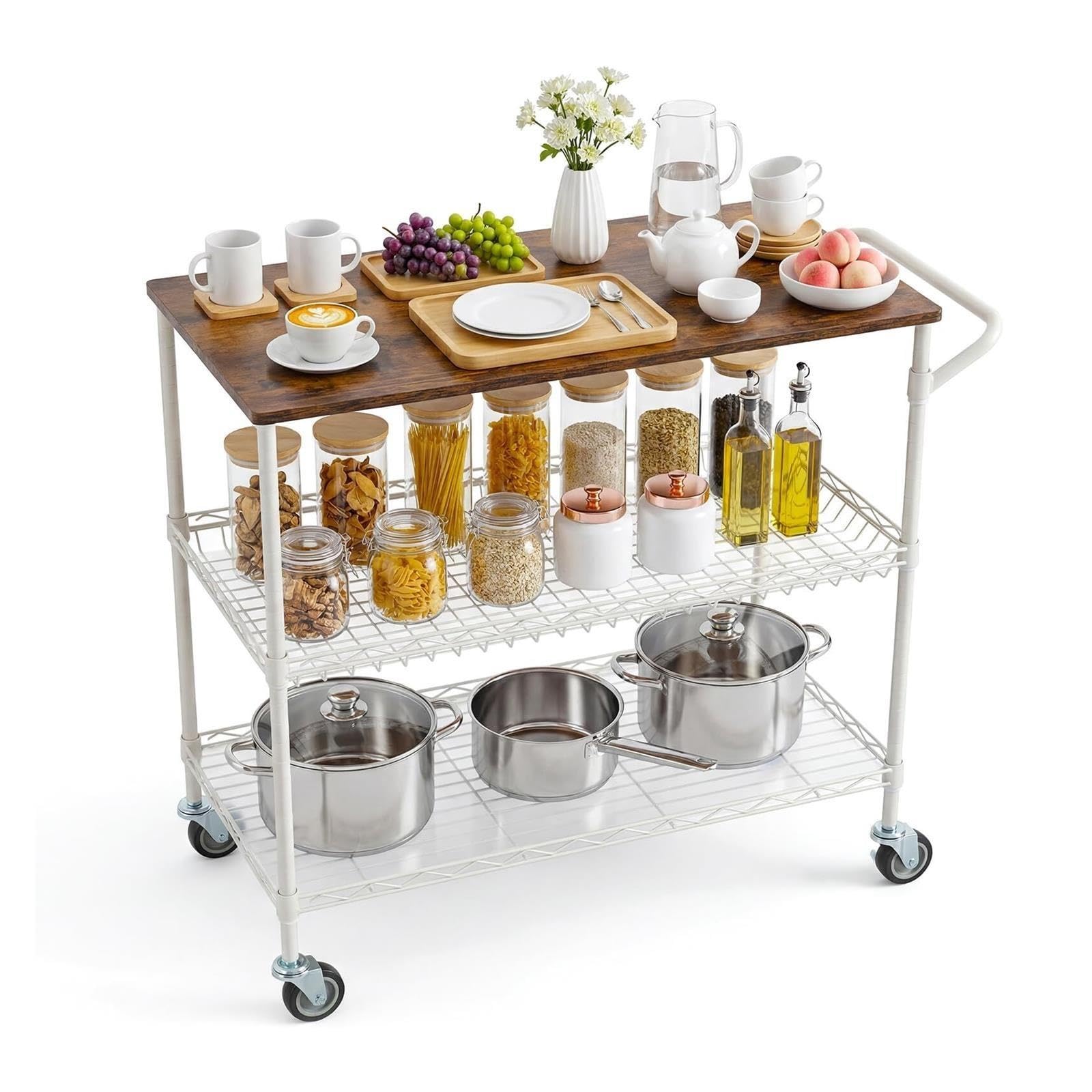 Carrello Cucina Carrello da cucina con rotelle da 35,43 pollici su ruote
