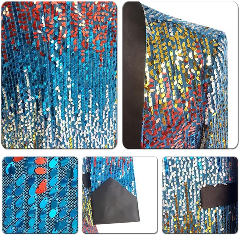 Men's Tuxedo Fashion Sequin Shawl Lapel Jackets Blazers Show Dress Dinner Party Wedding Swallowtail